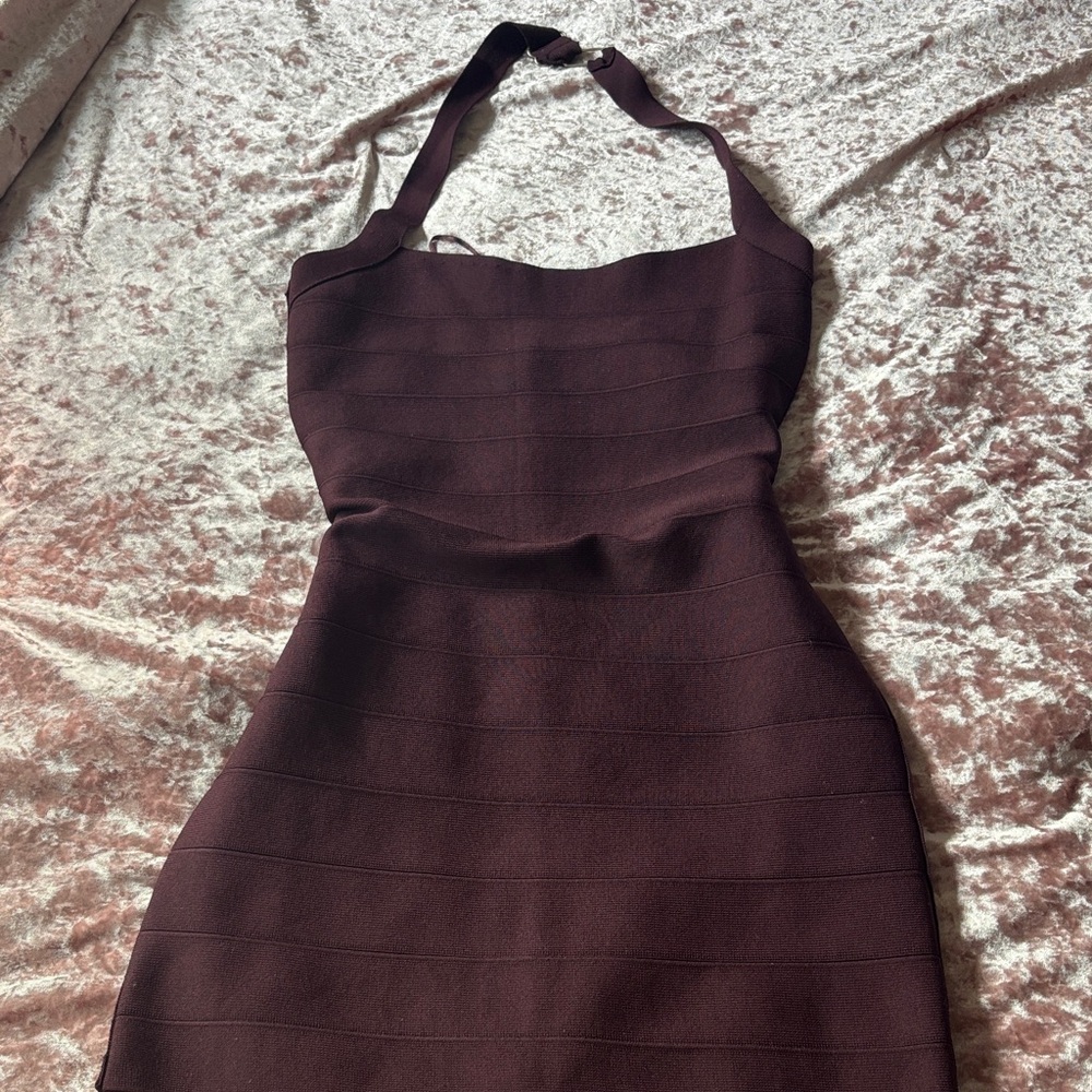 Edikted Bandage Halter Dress in Deep Burgundy